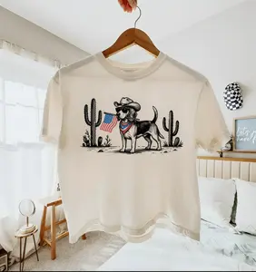 American Flag Dog Cowboy T-Shirt 2026 - Patriotic Beagle Gift Shirt | Unisex Retro Top