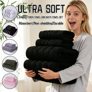 Bamboo Fiber Bath Premium Towel Set (2 Pieces), Lightweight Soft Ultra-Absorbent, Quick-Dry Quick Drying Towel Skin-Friendly Durable, Perfect Gift (40x75cm & 70x140cm)