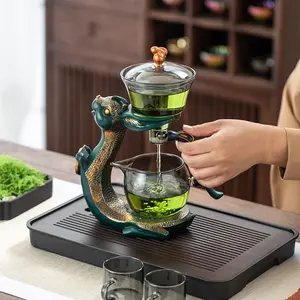 Creative Rabbit Shaped Glass Tea Making Set, 1 Set Including 1 Tea Pot & 6 Tea Cups & 1 Tea Tray & 1 Tea Can, Tea Set for Home Office