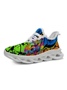 Kids' Graffiti Style Sports Shoes, Unique Artistic Design, Colorful 67 Pattern, Comfortable Breathable, Perfect for School and Daily Wear