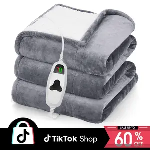 greenoak Heated Blanket Electric Throw 50"X60", Heating Blanket with 10 Heat Levels 8 Hours Auto-Off,Fleece Soft Christmas Blanket,Gifts for Grandma Seniors Mom, Misty Grey