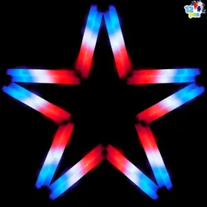 12 Pcs July 4th Foam Glow Sticks, 16" Red White Blue Patriotic LED Sticks with 3 Lightup Modes, Glow in the Dark Party Favor Supply for Independence Day Parade Carnival Festive Celebration