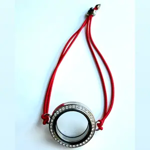Red Twist Living Locket Bracelet - Custom & Adjustable Charm Bracelet