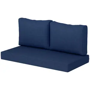 Removable washable cover two seater patio cushion set PFAS free fabric for front porch outdoor entertainment area