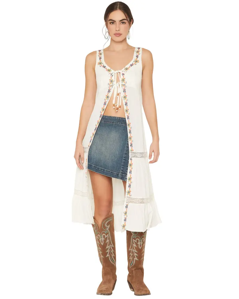 Shyanne Women's Embroidered And Lace Kimono - Swsp26v5-Crm