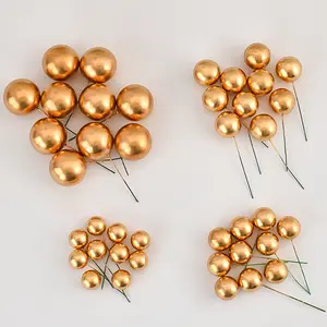 40 Pcs Gold Cake Ball Decorations - Mixed Size 2cm 2.5cm 3cm 4cm Luxury Cake Toppers for Wedding Birthday Party Dessert