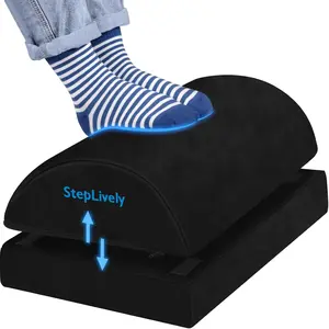 Foot Rest for Under Desk at Work, Comfortable Foot Stool with 2 Adjustable Heights, Washable Cover, Relieves Back & Hip Pain, Suitable for Office, Home and Car (Black)