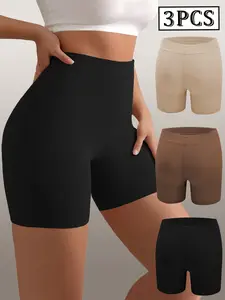 🔥 3 Pack 3 Colors High Waist Smooth Anti Chafing Shorts, High Stretch Skin-Friendly Breathable Seamless Fabric, Tummy Control Butt Lifting No Roll Down No Pinching, No Show Slip Shorts For Under Dresses Daily Wear Underwear