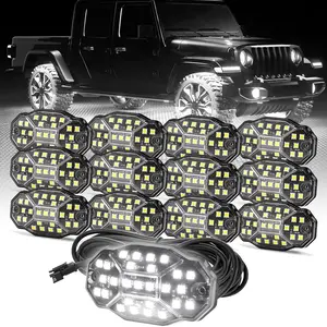 Winunite 27 Full Angle Chips Rock Lights,6000K Pure White,5-Sided Translucent Design with No Cover,4M Extension Wires,Plug and Play,IP67 Waterproof,Fit for Truck, ATV, UTV, RZR and SUV,Underglow,Men's Gift,athersdaygift