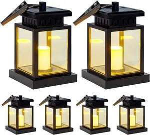 Hanging Solar Lanterns Outdoor -  Solar Candle Flickering Lights Waterproof Led Hanging Solar Lanterns Lights for Garden, Patio, Umbrella, Tent, Tree, Yard, Deck, Camping (Warm Light)