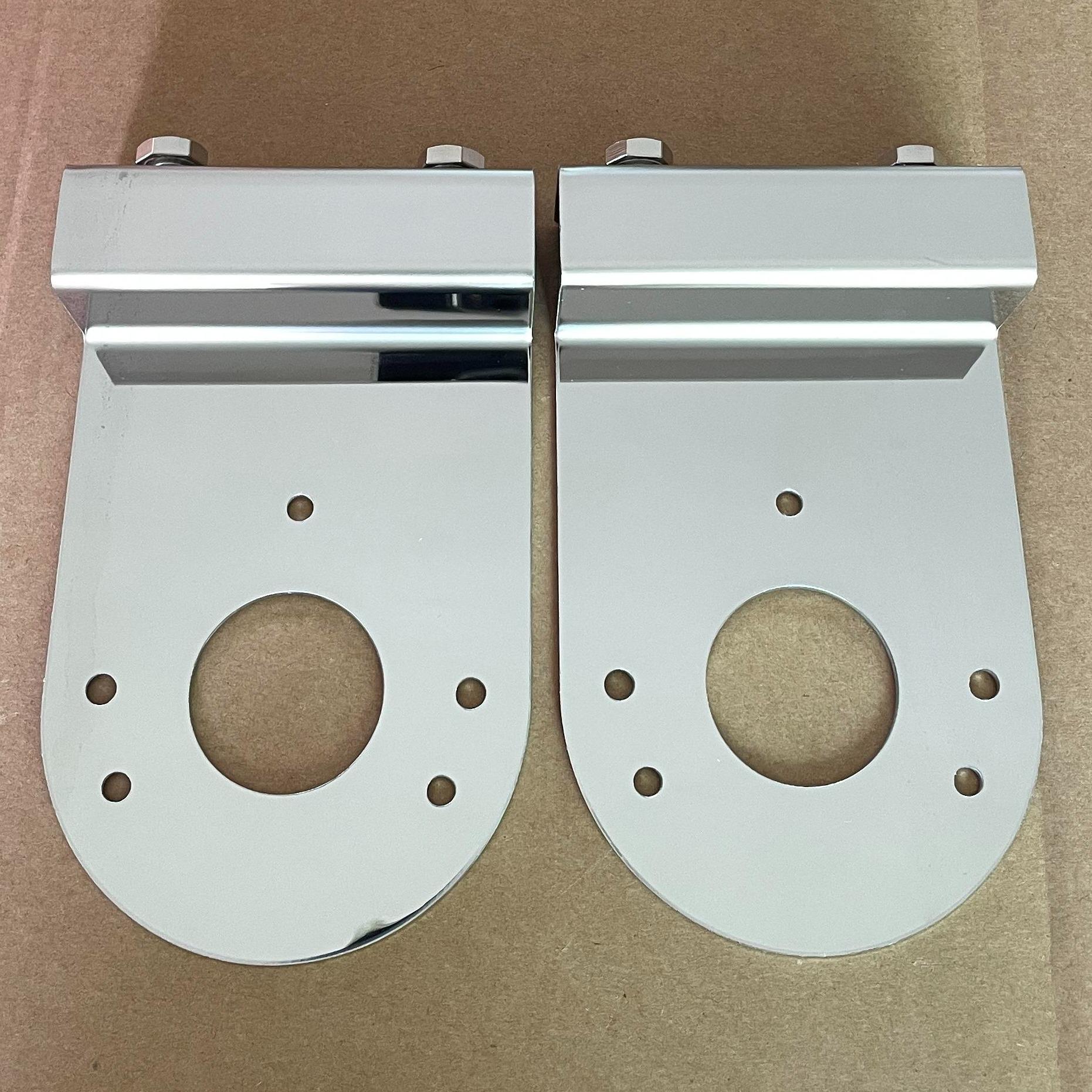 Right-Angle Clamp-Mount Chassis Ambient Light Brackets — 2-Piece Stainless Steel "Watermelon Light" Mounting Bases (No-Drill Design) — Suitable for Trucks and RVs