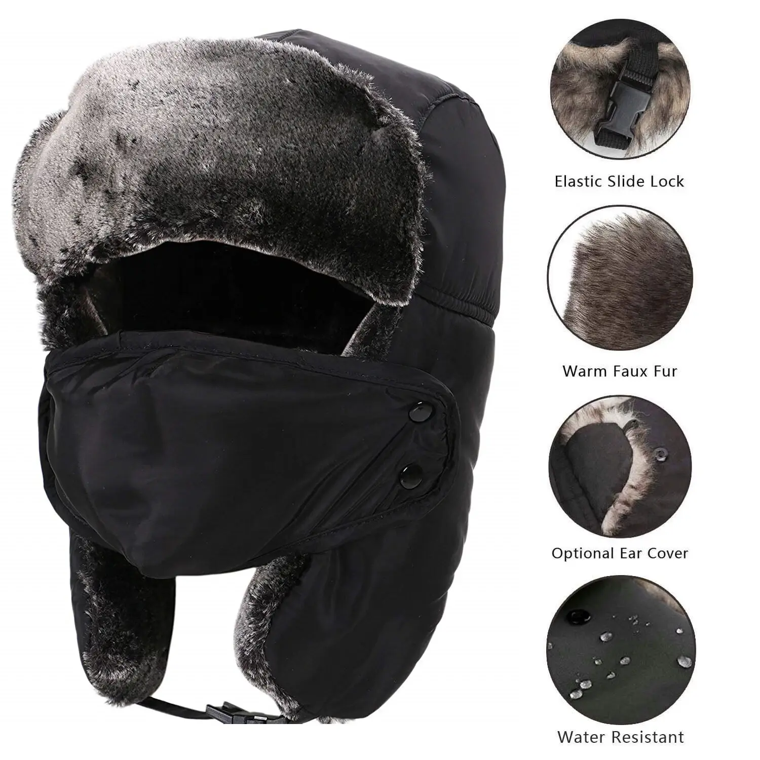 Mens Womens Winter Earflap Ski Fur Warm Hat Aviator Russian Trapper Thermal Cap