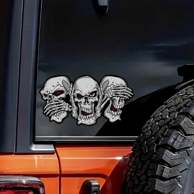 Cartoon Skeleton Vinyl Sticker, 'don't Speak, Don't Listen, Don't Look' Design, Single Piece, Fun and Unique Decoration