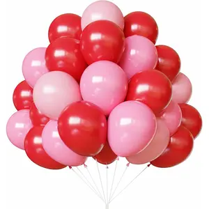 Red and pink balloons, activity decoration balloons, set of 67, 10 inch pink and red balloons, suitable for decorating birthdays, Valentine's Day, and anniversary parties