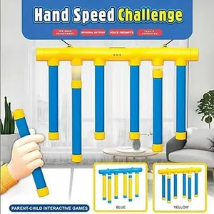 Hand Speed Challenge Drop Sticks Game – Hand-Eye Coordination Speed Test Trainer, 6 Falling Foam Sticks, 3 Gear Adjustable Drop Speed, Built-in Music, USB Rechargeable Hanging Toy for Home, PE Class, Sports Practice, Kids & Adults