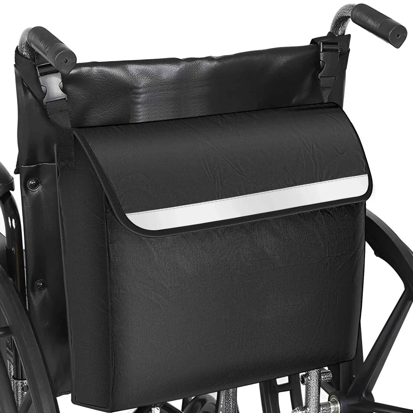 Wheelchair Bag Waterproof Wheelchair Pouch with Secure Reflective Strip Large Capacity Multifunctional Disabled Aid Carry Bag willkey
