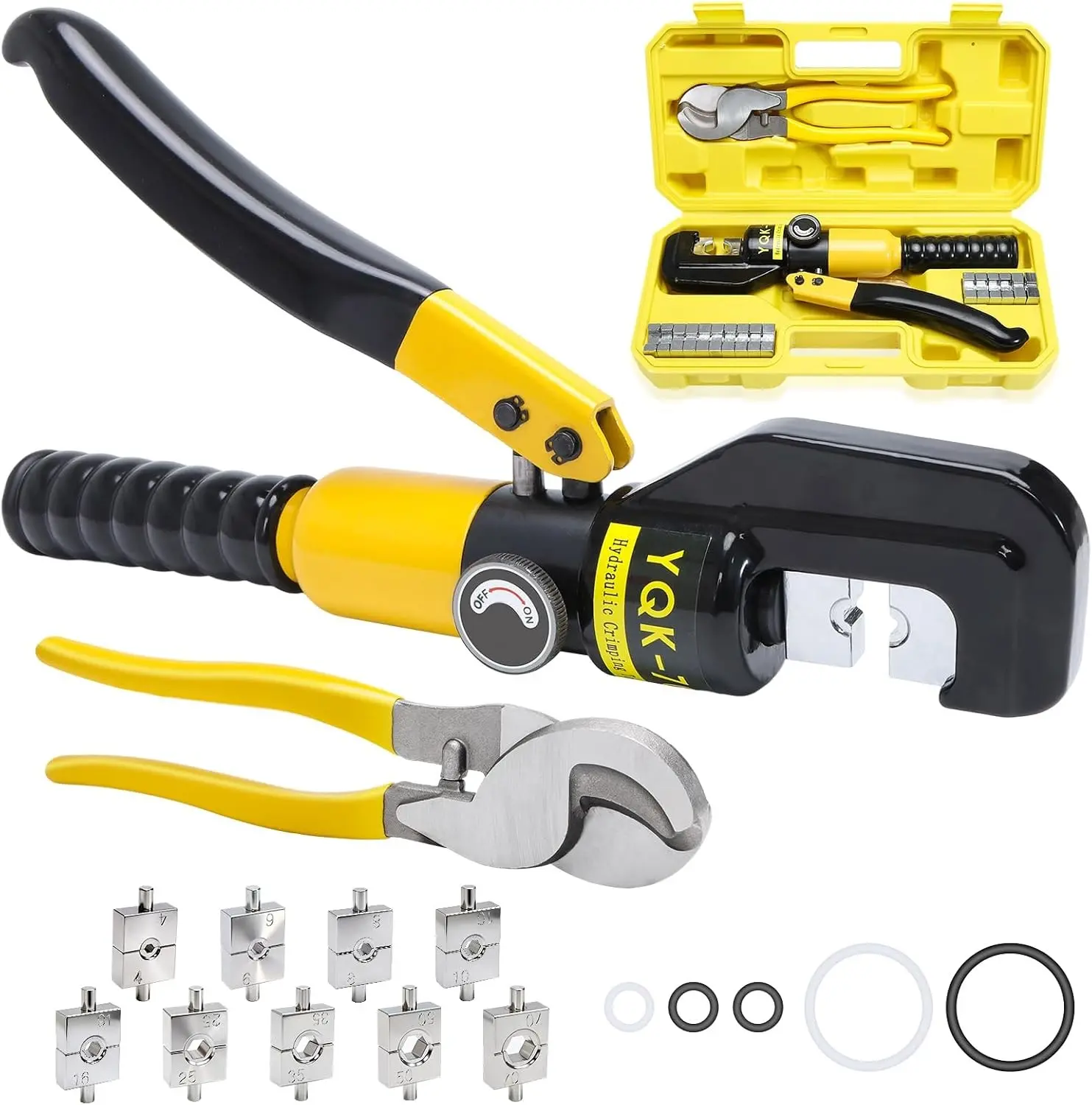 Hydraulic Crimping Tool and Cutter Set, Hydraulic Crimper, 12 AWG to 2/0 AWG, Cable Crimper with 9 Crimping Dies, for Industrial and Residential Electrical Work