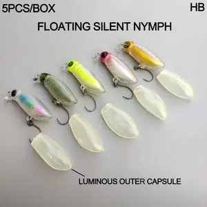 5pcs Silent Floating Minnow Lures, Night Glow Replacement Bags, Insect Fake Bait, Hard Lip Fish Hooks, Fishing Lure, Artificial Bait