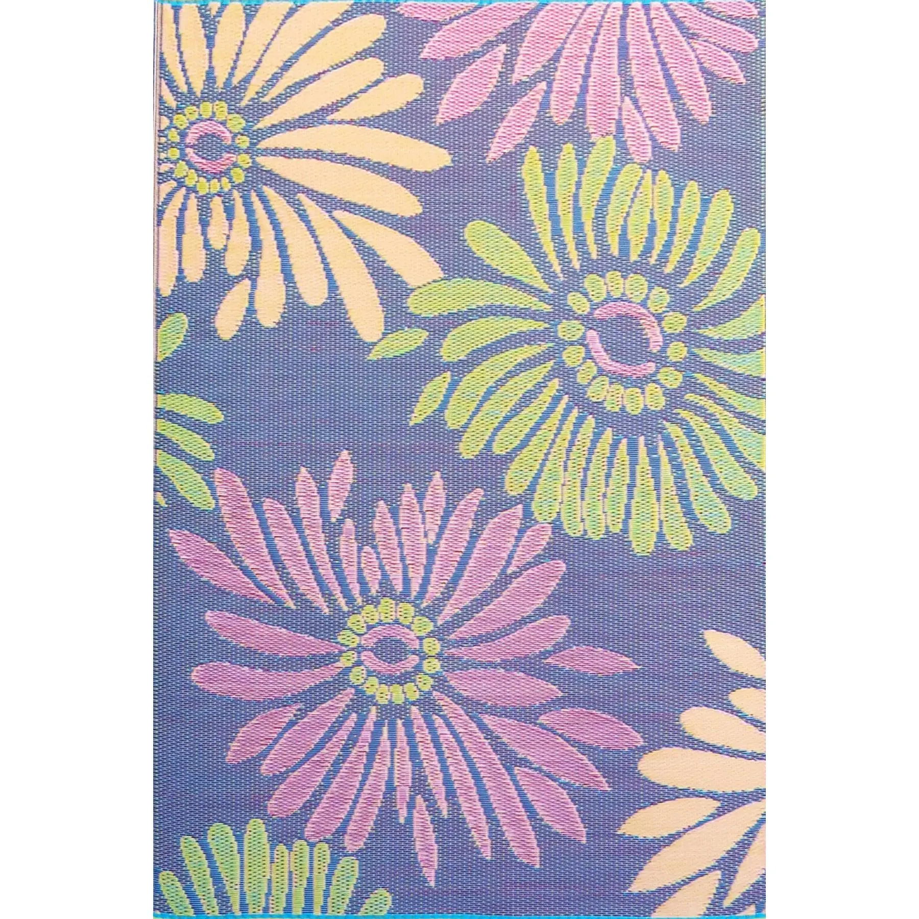 Mad Mats Daisy Violet Floral Area Rug - Recycled Plastic, UV Protected, Fade-Proof, Handmade, Floral Rugs for Indoor & Outdoor Use