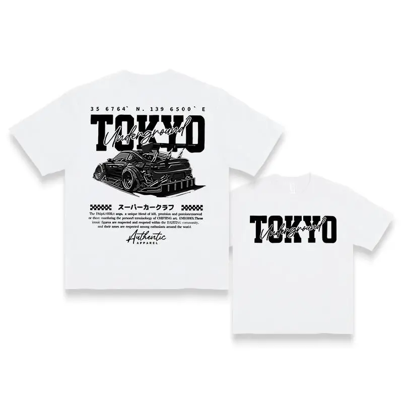 Tokyo Underground Racing Tee JDM Car Graphic Street Racing Inspired Urban Style Top Shirt 100% Cotton Slogan Printed Fitted Crew Neck Short Sleeve Unisex Classic Summer Tshirt