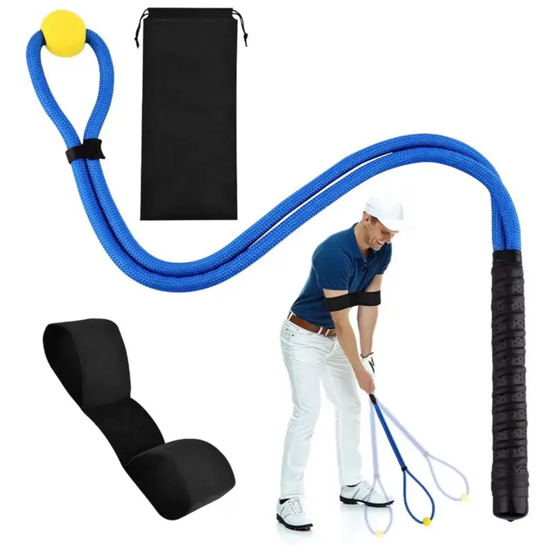 Golf Rope Swing Trainer Set, Golf Swing Training Aid for Improving Speed, Tempo, Rhythm, Flexibility, Strength, Includes Correcting Arm Band and Weighted Ball Rope Trainer