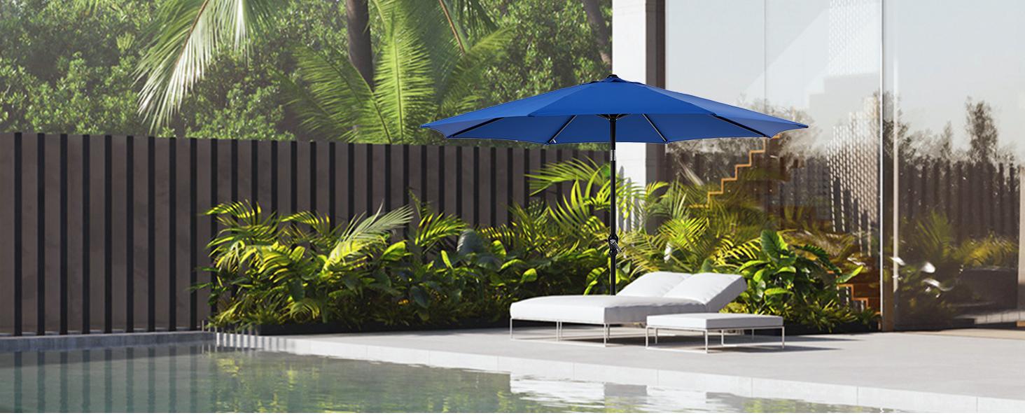9.8FT Offset Patio Umbrella Hanging Cantilever Umbrella - Outdoor Sun Shade with Easy Tilt Adjustment, 8 Ribs, UV Protection