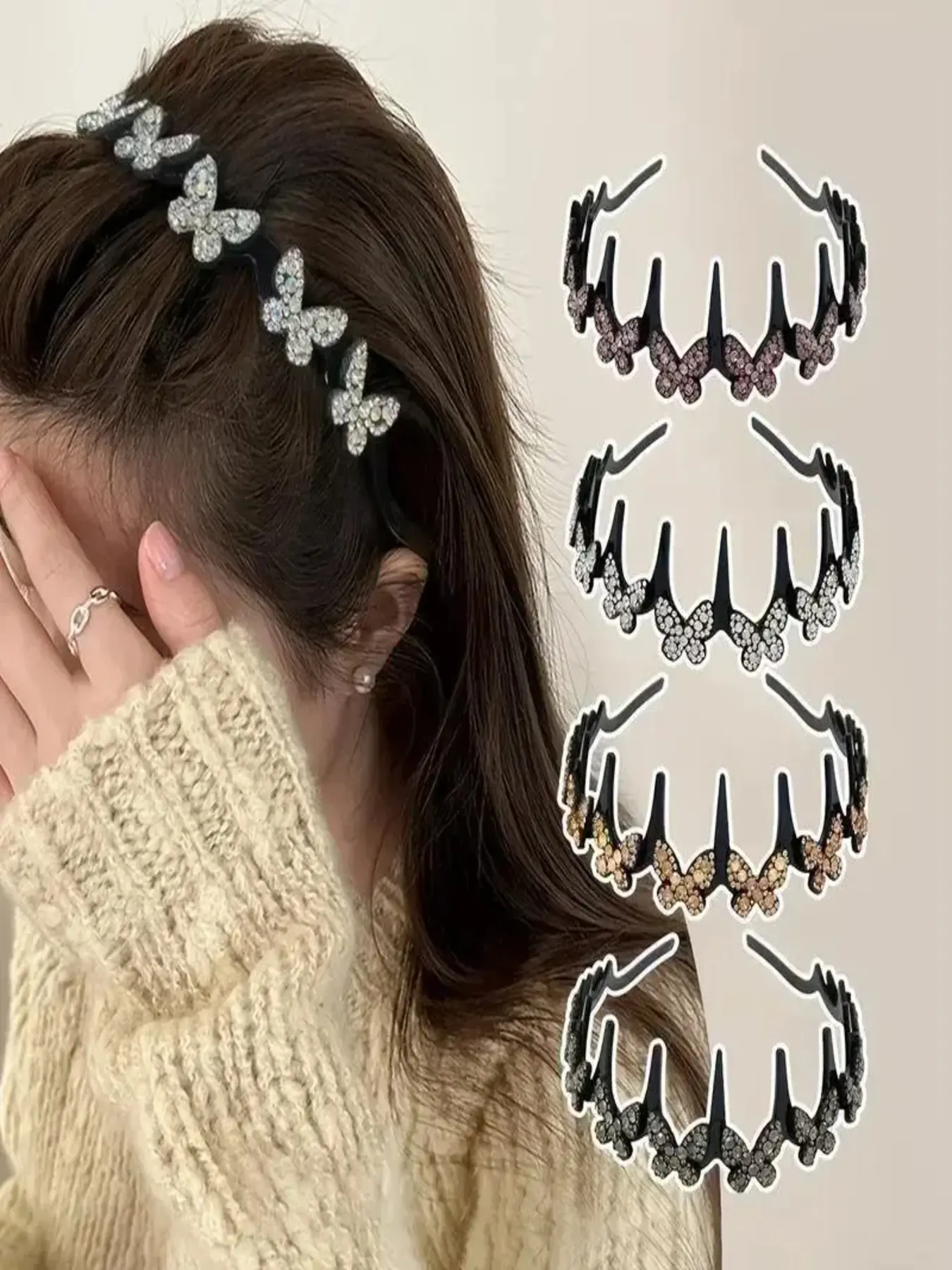 Ladies' wavy headband, bangs hair clip, lazy woven headband, simple fairy multifunctional anti slip headband, butterfly headband, No Slip Headbands, Non Slip Headbands