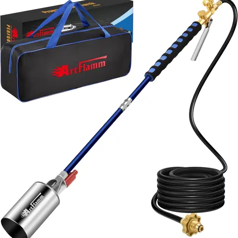 【toolupgrade】ARTFLAMM Propane Torch Weed Burner Kit with Storage Bag, Weed Torch with 10 FT Hose, Self Igniter Weed Flame Torch for Fire Pit, Roofing(Propane Tank Not Included) toolupgrade