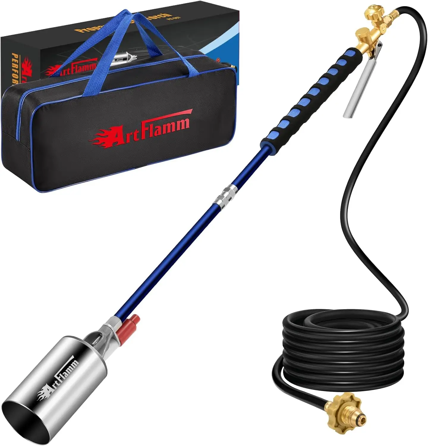 ARTFLAMM Springtok Propane Torch Weed Burner Kit with Storage Bag, Weed Torch with 10 FT Hose, Self Igniter Weed Flame Torch for Fire Pit, Roofing