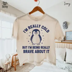 Comfort Colors Funny Penguin Boxy Tee, Cozy Retro Humor Graphic Shirt