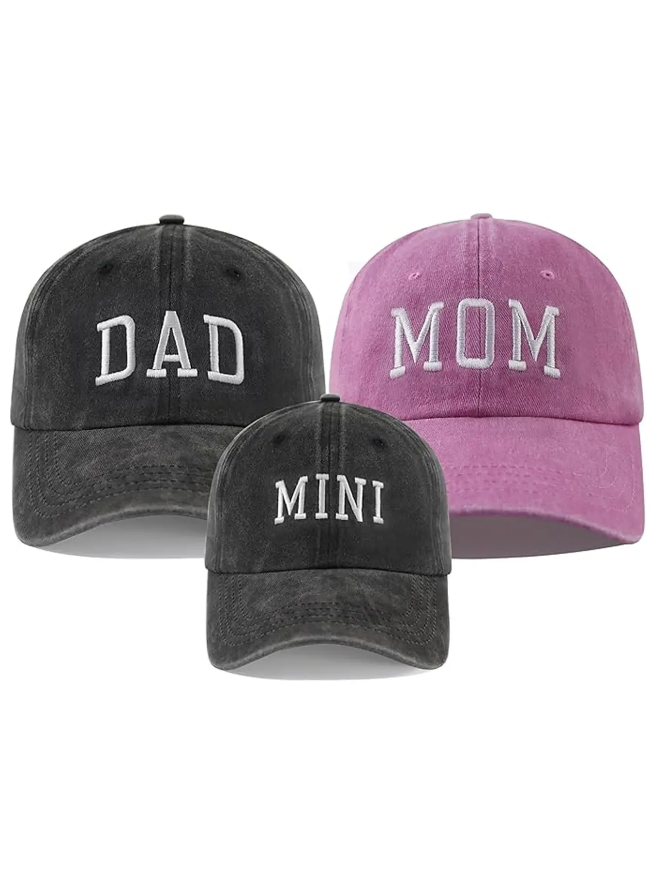 3PCS Dad Mom Mini Hats Set for Men Women Kids, Adjsutable Cotton Embroidered Family Matching Outfits Baseball Cap, Letter Embroidered Hat, Embroidery Hat, Adjustable Casual Hats