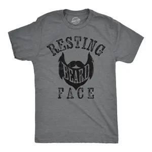 Mens Funny T Shirts Resting Beard Face Sarcastic Facial Hair Novelty Tee for Men Mens Funny T Shirts Cool Vintage Fashion T-Shirt Gift Classic Menswear Funny Sarcastic Short Sleeve Novelty Tees for Guys Dark Grey