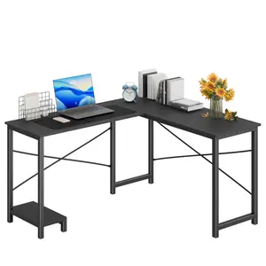 Compact 49" L-Shaped Desk with CPU Stand & Side Pocket - Space Saving Corner Computer Desk, Sturdy Gaming & Study Table for Small Office, Dorm Room & Bedroom