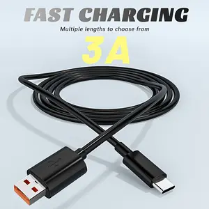 1, 3, 5 black Type-C expansion data cables, length 3.3ft/6.6ft, 3A high current charging cable, suitable for monitoring equipment/PTZ/mobile phone Type-C interface charging