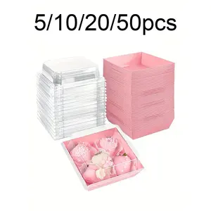 Sweet Treats Box Set, Transparent Lid, Oil-Resistant Kraft Paper, /, Ideal for Biscuits, Macarons, Cakes, Sandwiches, Weddings, Parties