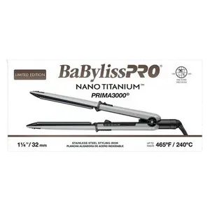 BaBylissPRO BNT3000TGY Limited Edition 1.25" Nano Titanium Prima 3000 Styling Flat Iron – Grey