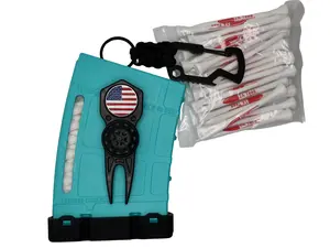 TeeMags Lock n Load Bundle, Teal Golf Tee Holder with Fidget Divot and Tees