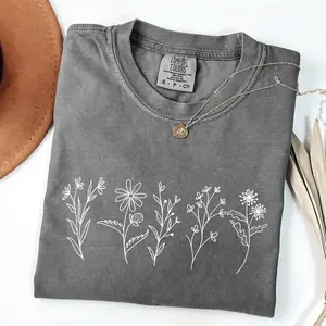 Comfort Colors Floral Cottagecore T-Shirt, Botanical T-Shirt, Flower Shirt, Nature Tee, Wildflower Tshirt, Wild Flower Shirt Menswear Top