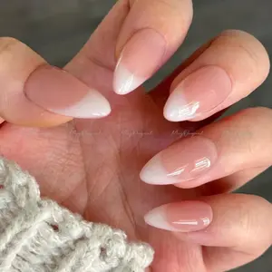 NS1 Nude French Ombre Press-On Nails, Soft Milky White Gradient Tips, Glossy Almond Shape, Minimal Elegant Style, Custom Press-On Nail, Everyday Chic, Gifts for Her, Solana Nails Town