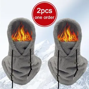 Windproof Cap Outdoor Hat 2-piece set, head cover, ski mask, winter balaclava, windproof and warm head cover, hat, scarf - very fashionable and versatile style Cycling Face Khaki Gray Protective Gear