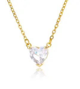 Dainty Solitaire Heart Necklace
