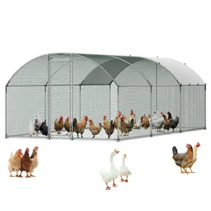 【DealsForYouDays】VEVOR Large Metal Chicken Coop, 9.8 x 19.7 x 6.6 ft, Walk-in Chicken Runs with Waterproof Cover, Dome Roof Hen House Enclosure with Lock, Outdoor Duck Rabbit Cage Poultry Pen for Backyard, Farm, Yard
