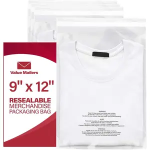 100 9x12 1.5 Mil Clear Poly Bags with Suffocation Warning Self Seal Flap Tape Cello Cellophane Polypropylene OPP Bags