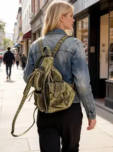 Free Knight Washed Vintage Distressed Crossbody Bag, American Motorcycle Backpack, Soft Triangle Shoulder Bag, Retro Style
