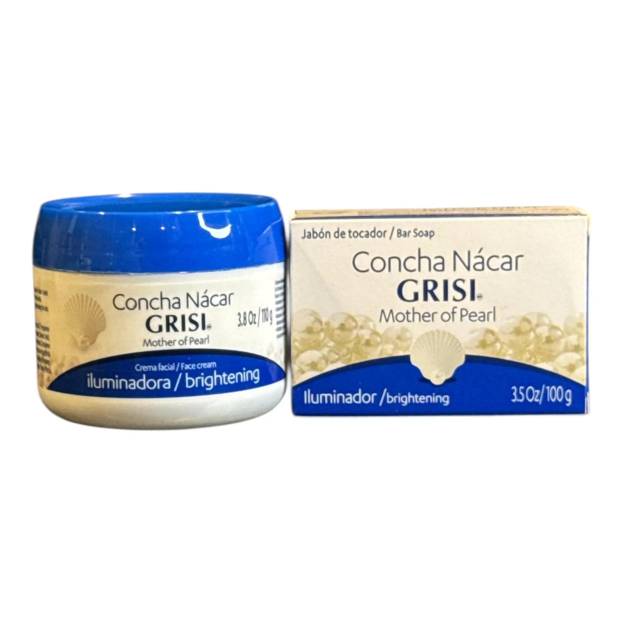 Grisi Concha Nacar Mother Pearl CREAM And SOAP: For Dark Spots & Scars | Mother of Pearl Face Moisturizer CREMA 3.8oz y JABON 100gramos COMBO!
