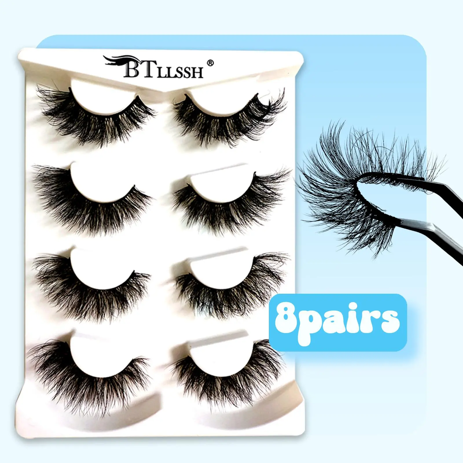 Fluffy False Eyelashes, Natural Look Eyelash Extensions, Wispy Cat Eye Look, Feline Lash Look Faux Strip Lashes, Eye Makeup Strip Lash for Women & Girls, Self Adhesive Lashes, Diy Eyelash Extensions, Falsies Eyelashes