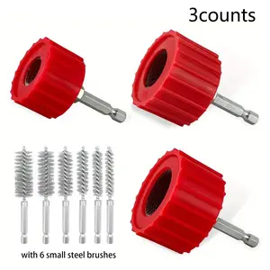 Copper Pipe Cleaning Drill Bit Sets, Pipe Cleaner Set with 6 Small Steel Brushes, Pipe Brush, Power Tool Accessories for Cleaning Pipes, Tool Kit Set, Hand Tools, Efficient Cleaning