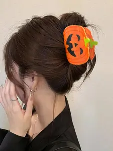 2 Piece Halloween Pumpkin Party Hair Clips Set, Street Style Fun Hair Accessories, All Seasons Elegant Claw Clips, School Supplies