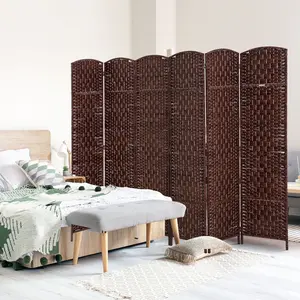 6' Tall Wicker Weave 6 Panel Room Divider Privacy Screen - Brown,Folding (Using high-quality and premium materials),Room Dividers,Room Divider Privacy Screens,for Home Office Bedroom,Patio Privacy Screen for Garden, Balcony ,Stable and sturdy