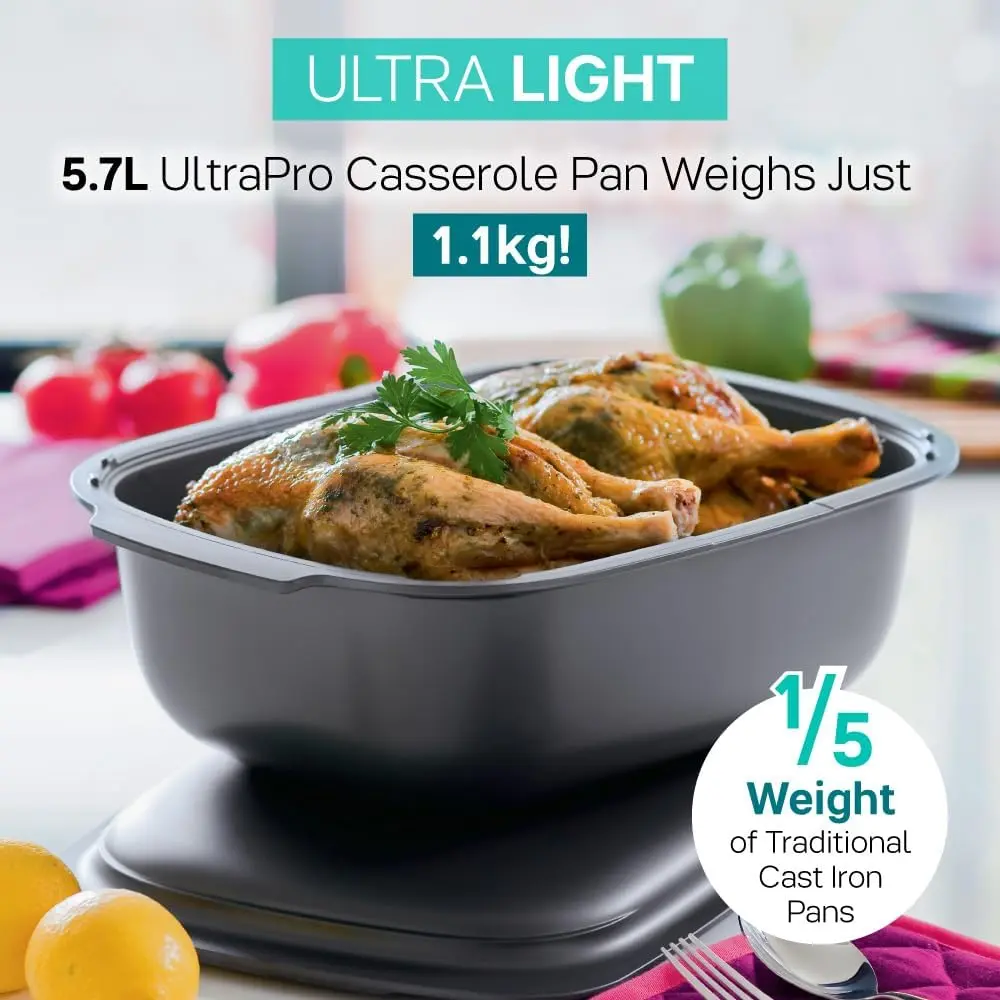 Tupperware Ultra Pro 5.7L Casserole - lightweight, unbreakable, easy clean, oven to table to fridge to microwave